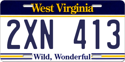 WV license plate 2XN413