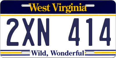 WV license plate 2XN414