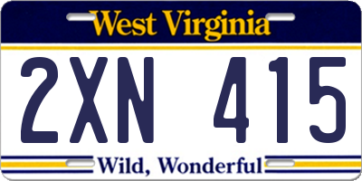 WV license plate 2XN415