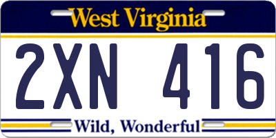 WV license plate 2XN416