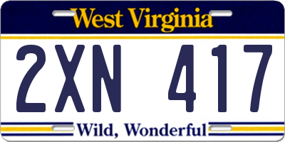 WV license plate 2XN417