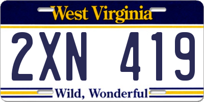 WV license plate 2XN419