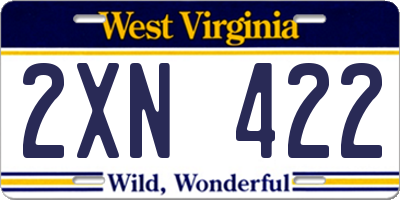 WV license plate 2XN422