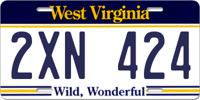WV license plate 2XN424