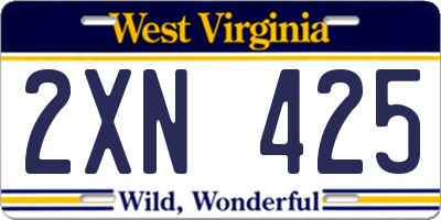 WV license plate 2XN425