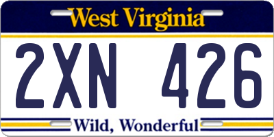WV license plate 2XN426