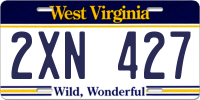 WV license plate 2XN427