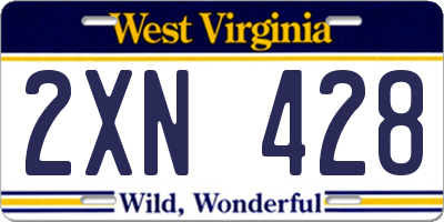 WV license plate 2XN428