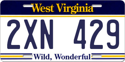 WV license plate 2XN429