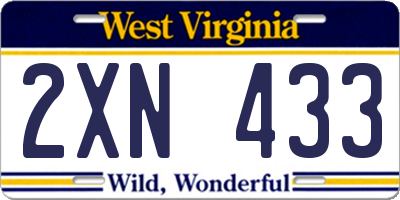 WV license plate 2XN433