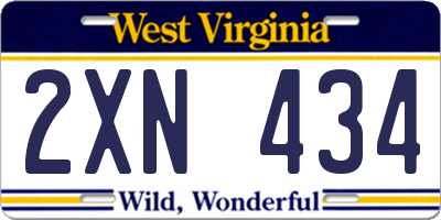 WV license plate 2XN434
