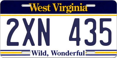 WV license plate 2XN435