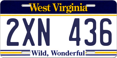 WV license plate 2XN436