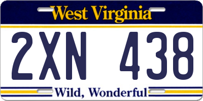 WV license plate 2XN438