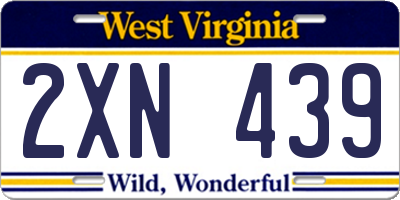 WV license plate 2XN439