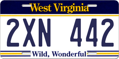 WV license plate 2XN442