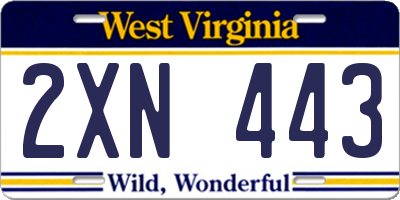 WV license plate 2XN443