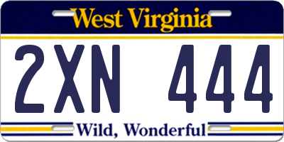 WV license plate 2XN444