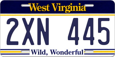 WV license plate 2XN445