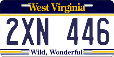 WV license plate 2XN446
