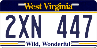WV license plate 2XN447