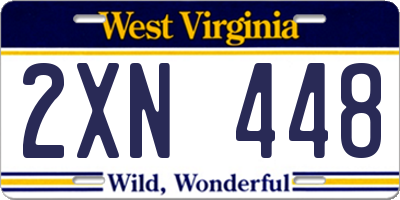 WV license plate 2XN448