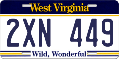 WV license plate 2XN449