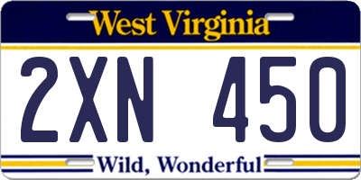 WV license plate 2XN450
