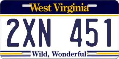 WV license plate 2XN451