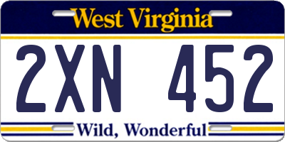 WV license plate 2XN452