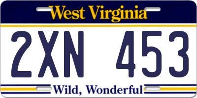 WV license plate 2XN453
