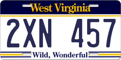 WV license plate 2XN457
