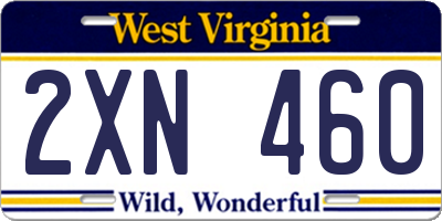 WV license plate 2XN460
