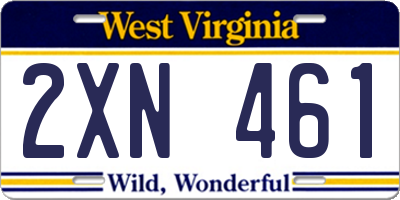 WV license plate 2XN461