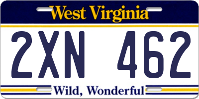 WV license plate 2XN462