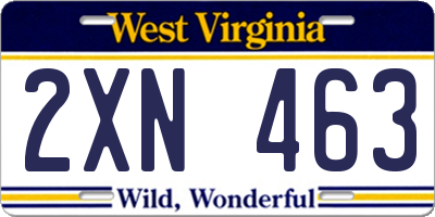 WV license plate 2XN463