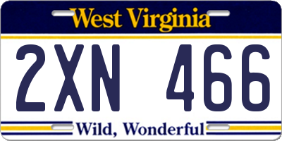 WV license plate 2XN466