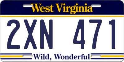 WV license plate 2XN471
