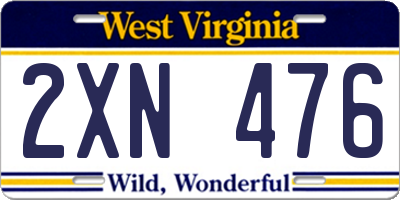 WV license plate 2XN476