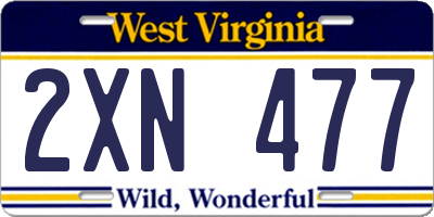 WV license plate 2XN477