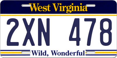 WV license plate 2XN478