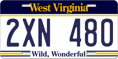 WV license plate 2XN480