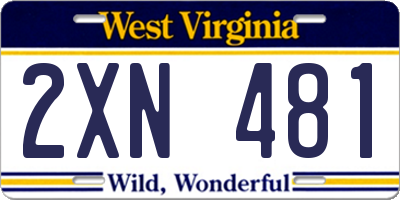 WV license plate 2XN481