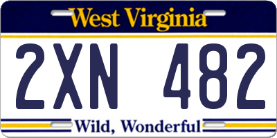 WV license plate 2XN482