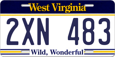 WV license plate 2XN483