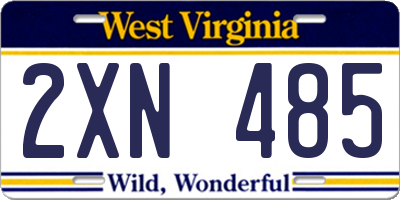 WV license plate 2XN485