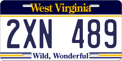 WV license plate 2XN489