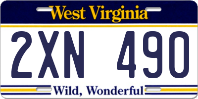WV license plate 2XN490
