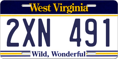 WV license plate 2XN491