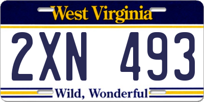 WV license plate 2XN493